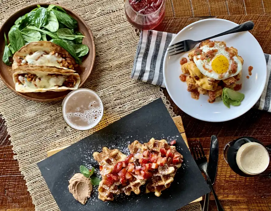 weekend brunch specials breakfast tacos waffles fried egg hash